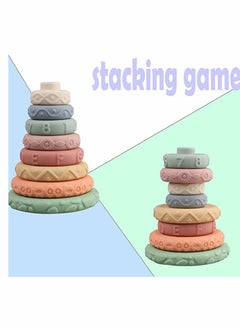 Y&D Stacking & Nesting Rings Toy, Soft Circle Stacker, 8 Pcs Building Teethers, Squeeze Play with Letter, Toddler Learning Toys for 6 Month Old Boys Girls  - Image 4