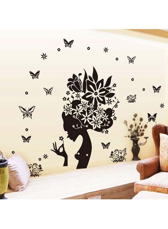 NIBEMINENT 26-Piece Removable Rose Girl Wall Decal Sticker Black 50 x 70cm - Image 1