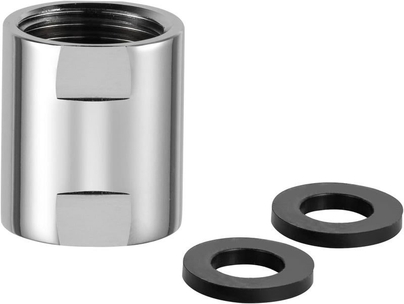 Offo Shower Pipe Fitting, Brass Converter Adapter, G1/2 x G1/2 in Female Thread Shower Coupling for Shower Arm Home Bathroom Plumbing, Chrome - Image 1