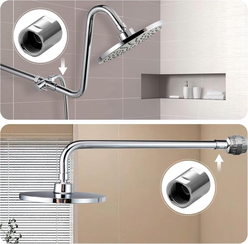 Offo Shower Pipe Fitting, Brass Converter Adapter, G1/2 x G1/2 in Female Thread Shower Coupling for Shower Arm Home Bathroom Plumbing, Chrome - Image 3