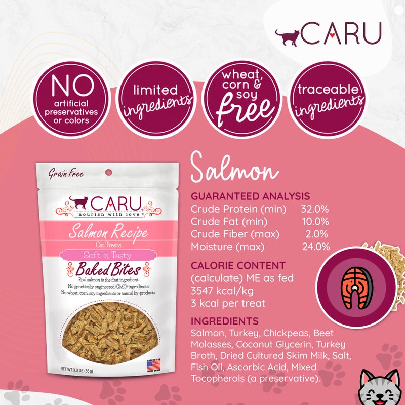 CARU - Soft â€˜n Tasty Baked Bites - Salmon Bites Cat Treats - Flavorful All-Natural Treats - 3 oz. - Image 3