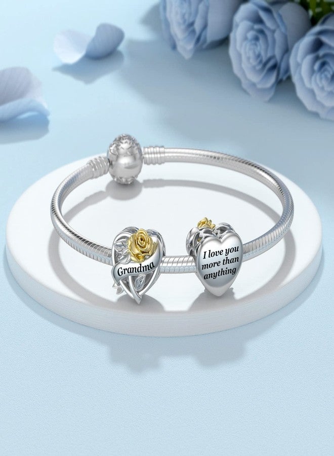 DALARAN Grandma Charms Fit Pandora Charm Bracelet S925 Mom Rose Love Heart Bead Christmas Bead for Women - Image 2