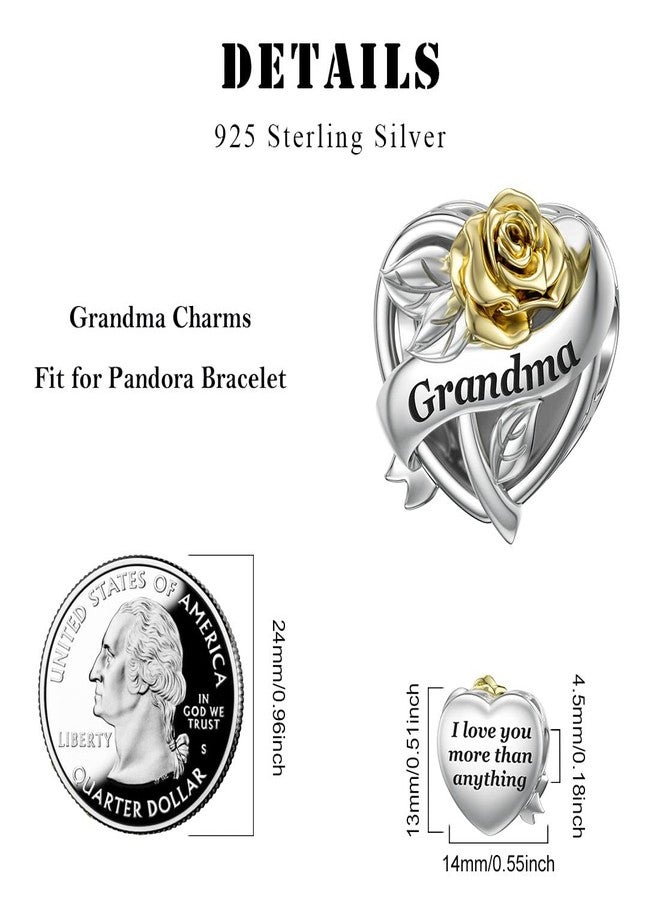 DALARAN Grandma Charms Fit Pandora Charm Bracelet S925 Mom Rose Love Heart Bead Christmas Bead for Women - Image 5