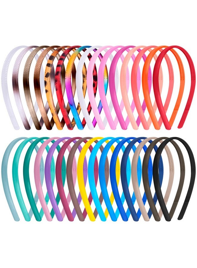 Duufin 30 Pieces Plastic Headbands Thin Plain Plastic Headband With Teeth Colorful Plain Headbands 0.8Cm Plastic Hair Headband For Girls And Women 30 Colors - Image 2
