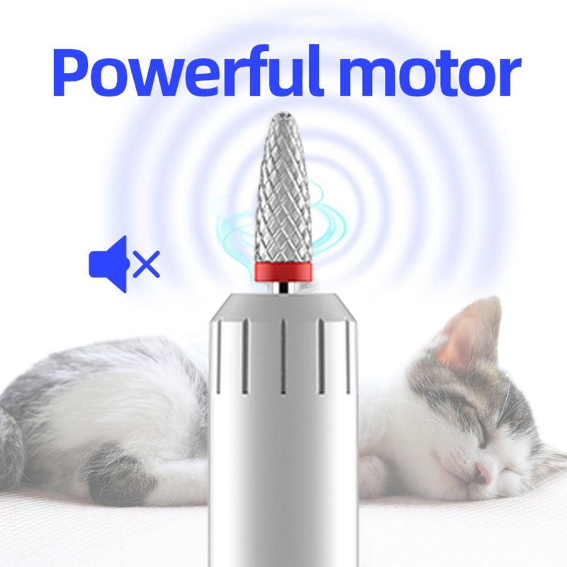 Electric Nail Drill Set: Cordless Rechargeable Upgraded Battery Stable Motor Portable Compact White 3-Speed Forward Reverse Switch - 1pc Ceramic Drill 5 Bits for Home Salon School - Image 5