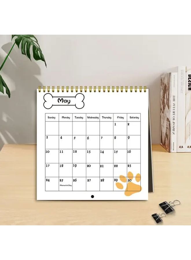 2026 تقويم مكتبي ملون برسومات كلاب لطيف مجلد بشكل حلزوني مخطط شهري ويومي 1 قطعة - Image 5