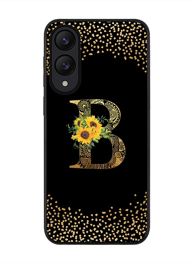 Stylizedd For Samsung Galaxy S25 Edge Case,Slim fit Camera Protection, Shockproof Thin Phone cover  - Custom Floral Monogram - B ( Black )