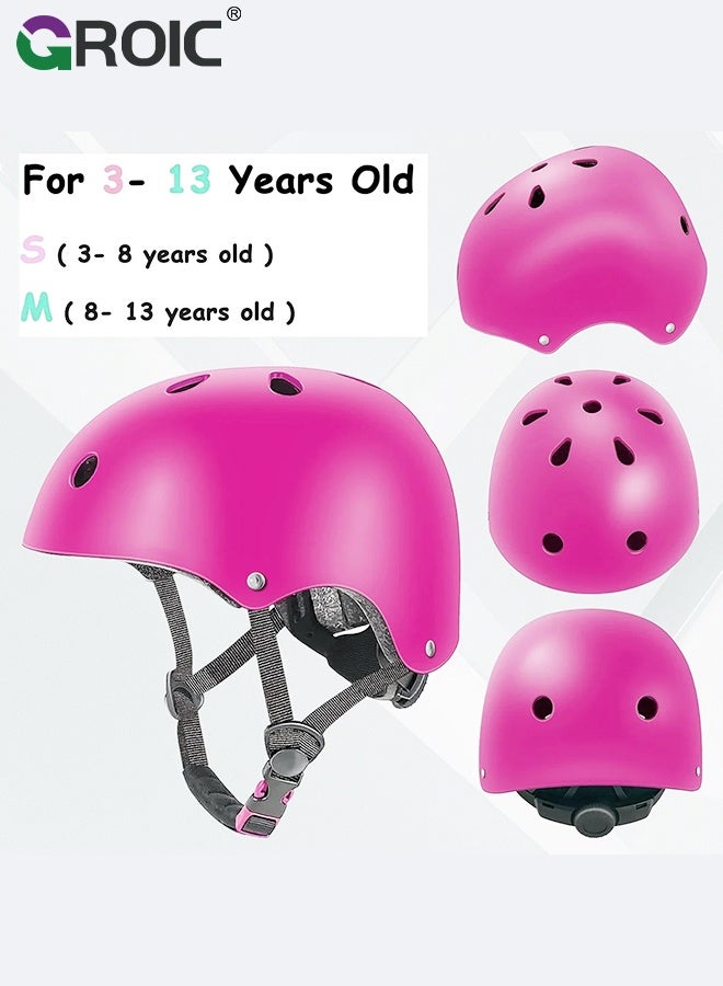 GROIC Kids Protective Gear Adjustable Protective Helmet,Kids Helmet Knee Elbow Pads Wrist Guard Sport Protective Gear Adjustable Scooter Skateboard Roller Bike Skate Cycling Safety Set(Pink) - Image 2