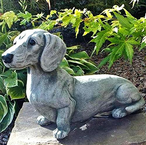 EatingBiting 67x47 Resin Dachshund  French Bulldog Outdoor Animal Sculpture Ornament - Image 1