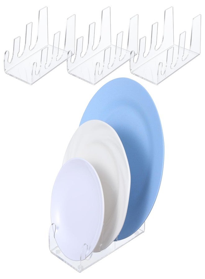 AojSup 4 Pcs 3 Tier Plate Dinnerware Display Stand Acrylic Clear Plate Stand China Platters Holder Setting Racks for Display Pictures or Plate, Kitchenware, Home Office Supplies Festival Party Decoration - Image 1