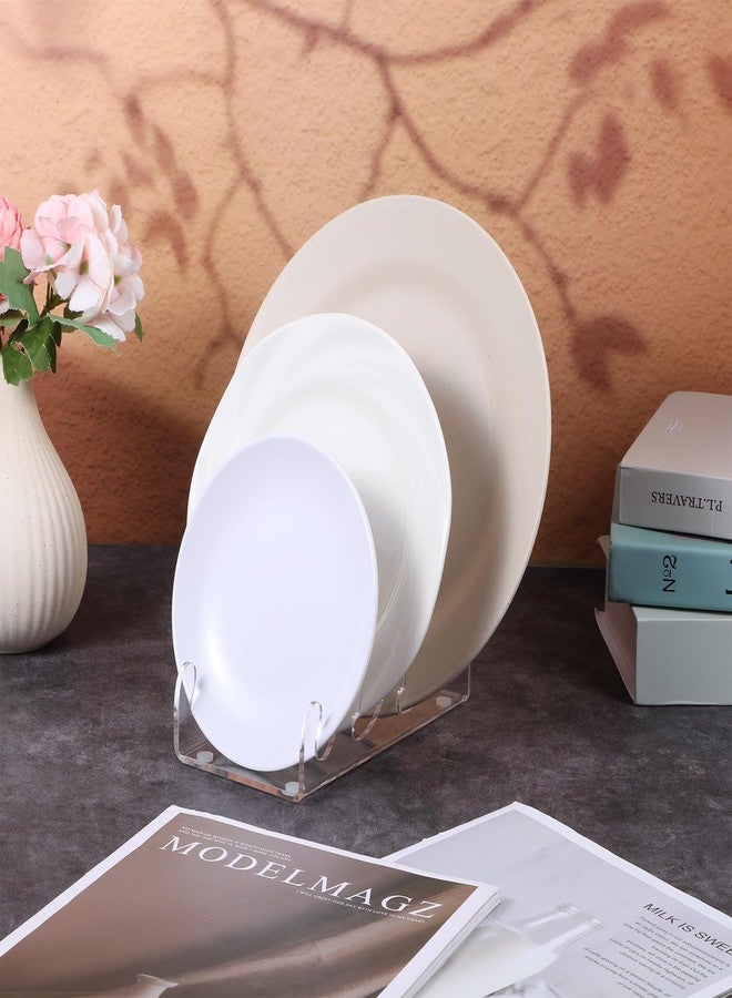 AojSup 4 Pcs 3 Tier Plate Dinnerware Display Stand Acrylic Clear Plate Stand China Platters Holder Setting Racks for Display Pictures or Plate, Kitchenware, Home Office Supplies Festival Party Decoration - Image 4