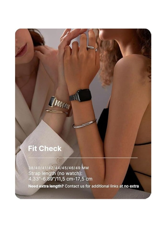 Band Replacement Strap Compatible with ultra iWatch 42mm 44mm 45mm 49mm, Stainless Steel Metal Replacement Strap for ultra iWatch Series SE 1 to Series 10 - Image 3