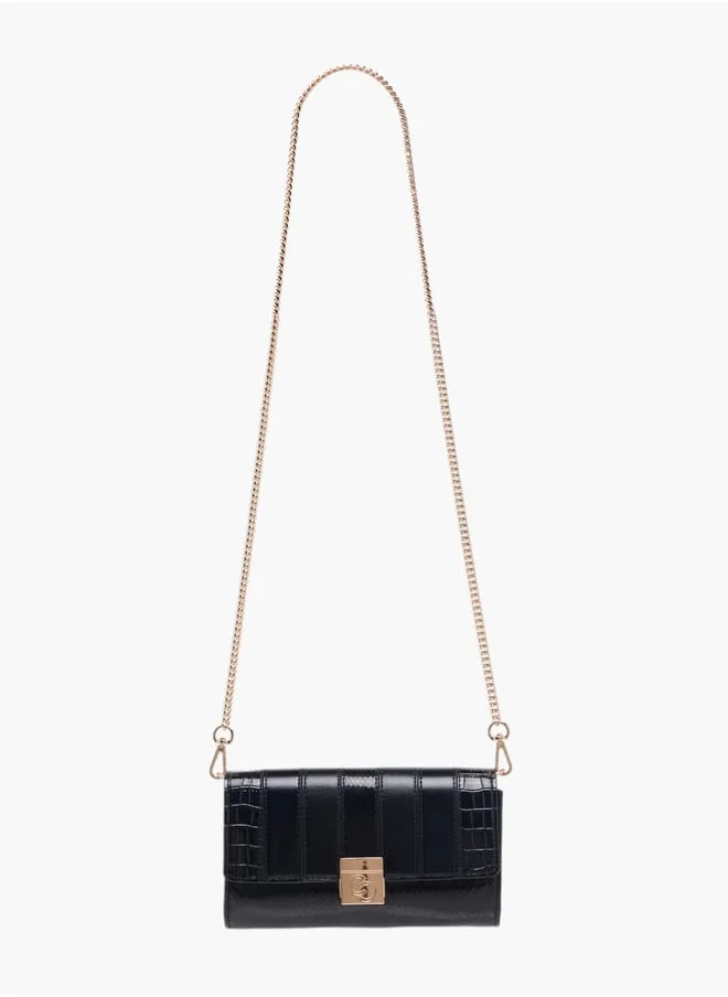 سيليست Women's Textured Crossbody Bag with Button Closure and Chain Strap Ramadan Collection