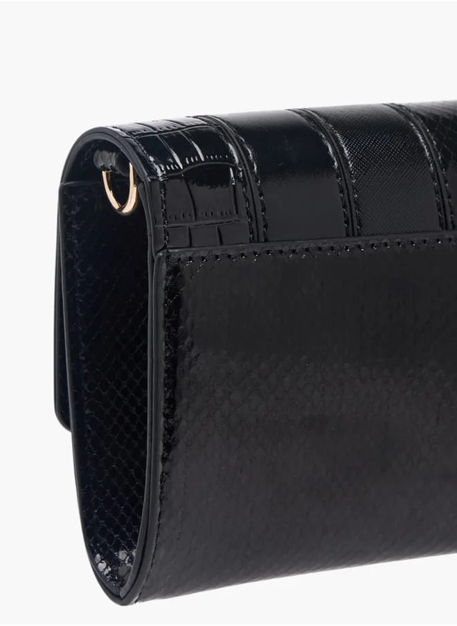 Celeste Women's Textured Crossbody Bag with Button Closure and Chain Strap Ramadan Collection