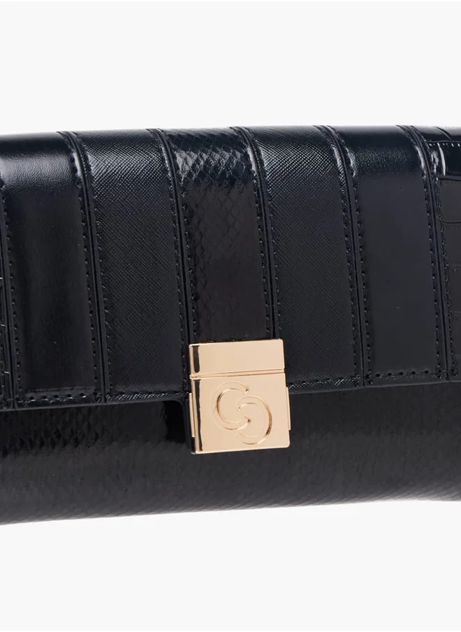 Celeste Women's Textured Crossbody Bag with Button Closure and Chain Strap Ramadan Collection