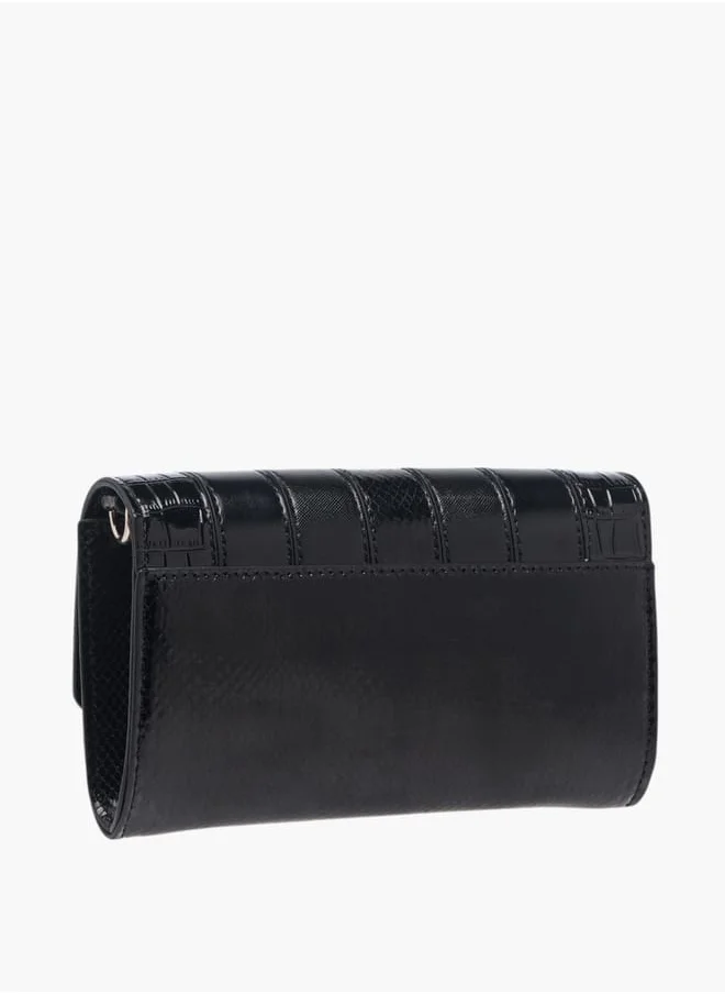 Celeste Women's Textured Crossbody Bag with Button Closure and Chain Strap Ramadan Collection