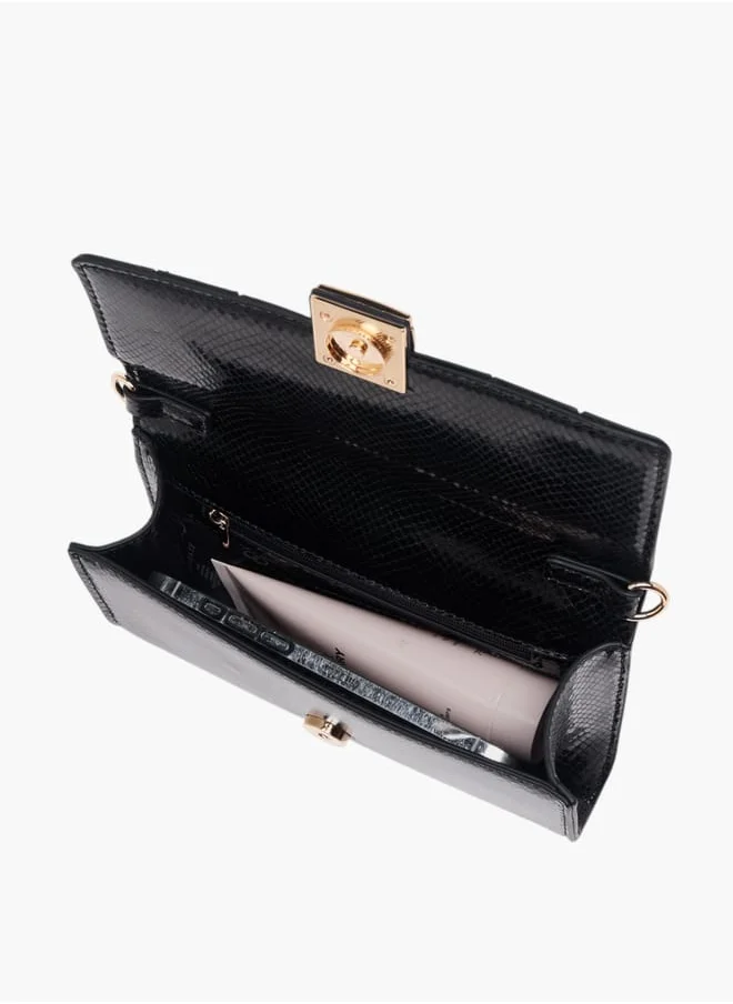 Celeste Women's Textured Crossbody Bag with Button Closure and Chain Strap Ramadan Collection