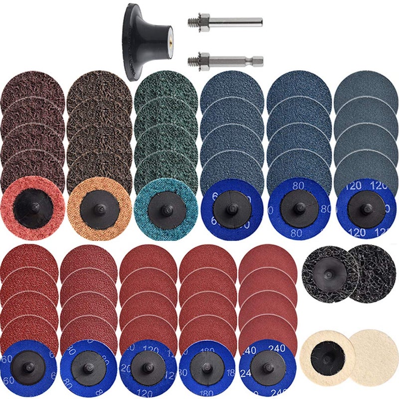 NYXCL 60Pcs Sanding Discs Set, 2 inch Quick Change Sanding Discs with 1/4" Holders, Die Grinder Surface Conditioning Burr Rust Paint Removal - Image 1