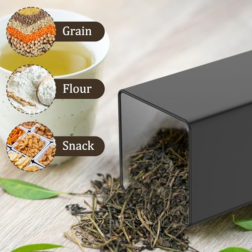 RVEFOT 3 Pcs Coffee Tea Sugar Container Set 1000 ML Metal Teas and Coffee Canisters Set with Bamboo Lids Black Canisters Sets for KitchenFood Storage Container Jars for Kitchen Counter Storage Black - Image 3