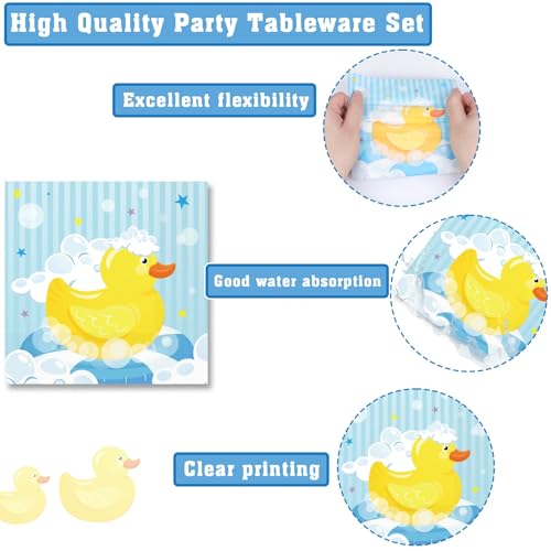 gisgfim 96 Pcs Duck Plates and Napkins Rubber Duck Themed Disposable Plates Set Party Supplies Birthday Baby Shower Decorations for 24 Guests - Image 3
