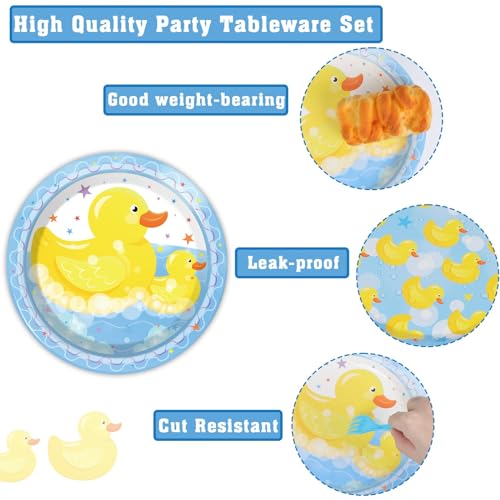 gisgfim 96 Pcs Duck Plates and Napkins Rubber Duck Themed Disposable Plates Set Party Supplies Birthday Baby Shower Decorations for 24 Guests - Image 4