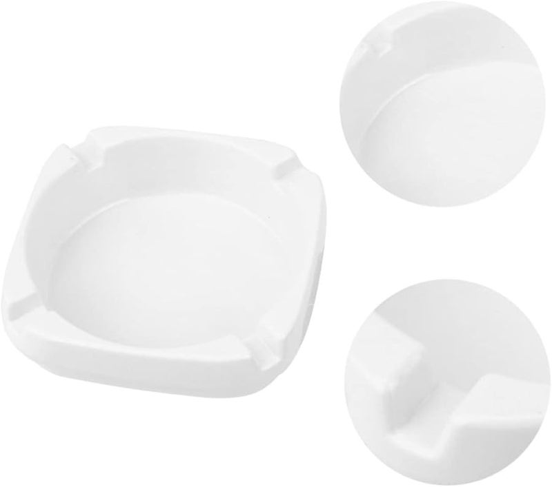 صينية رماد مربعة بيضاء بتصميم بورسلين تقليدية للاستخدام المنزلي وفي كاريوكي المنزلي والهواء الطلق، متينة وعملية - Image 5