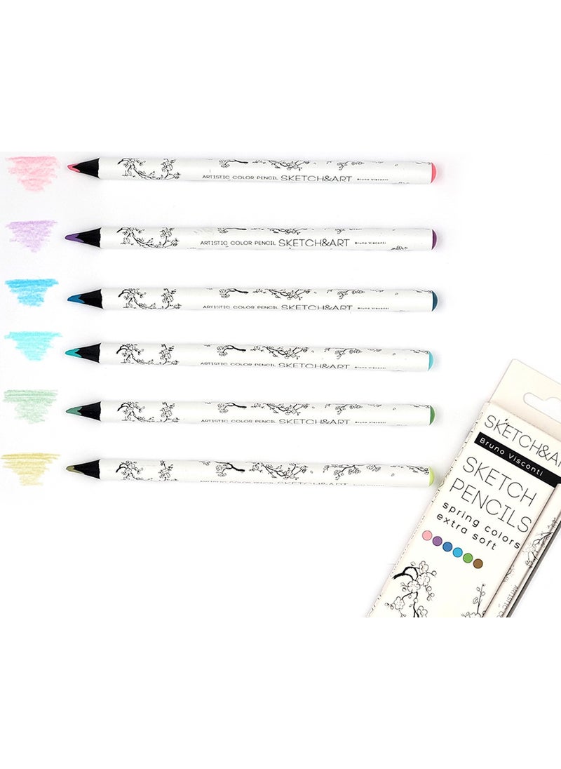 Bruno Visconti Sketch&art Professional Coloring Pencil Thick Body 4 mm g afit Spring Landscape 6 Colors  - Image 4