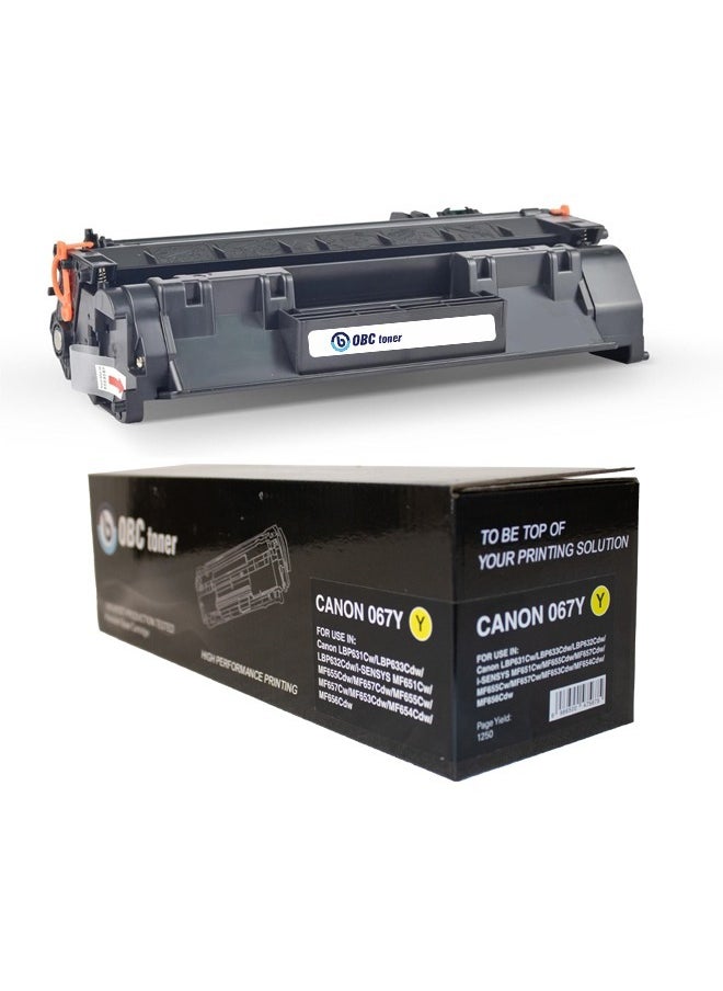 OBC OBC Toner Cartridge Compatible with CANON 067 - Yellow ensures high-quality printing and rich colors. Print capacity up to 1250 pages.  - Image 1
