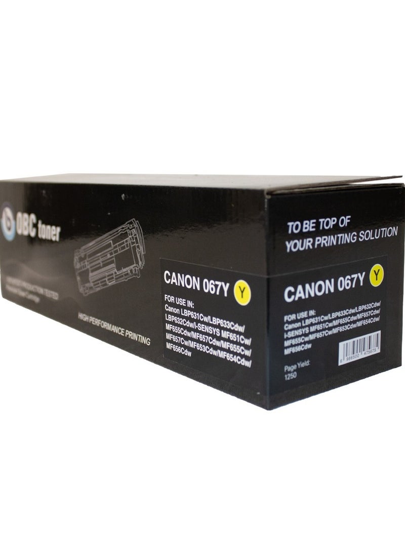 OBC Toner Cartridge Compatible with CANON 067 - Yellow ensures high-quality printing and rich colors. Print capacity up to 1250 pages. - pzsku/ZBBC8DA41CCE78F2C7E48Z/45/1741874361/20be4f02-ff9c-4fd4-a8d4-75e6e9870b20