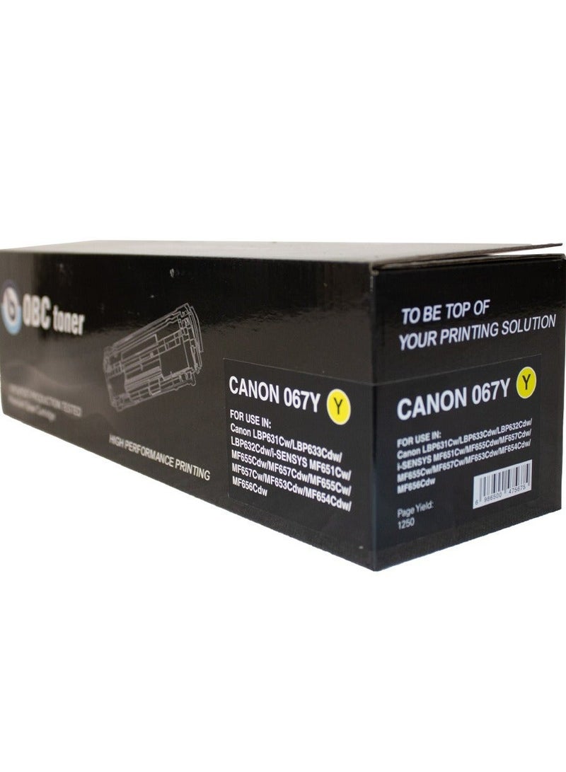 OBC Compatible Yellow Printer Ink Cartridge Replacement for Canon 067. Prints up to 1500 pages in pure, professional color. - Image 1