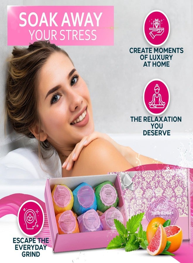 BELLISSO Bath Bombs Gift Set - 6 Bubble Bath Fizzies (6 x 2oz) with Natural Dead Sea Salt Cocoa and Shea Essential Oils - Best Gift Idea for Birthday, Mom, Woman, Girl, Him, Kids - Image 2