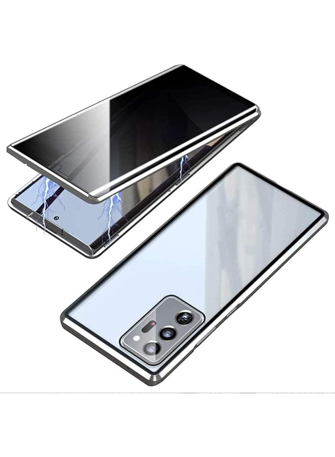 إيروريكس جراب مضاد للتجسس مع واقي شاشة للخصوصية لهاتف Galaxy S21 S21 Plus S21 Ultra 360 غطاء مغناطيسي كامل للجسم من الأمام والخلف مع زجاج مقوى ومصد معدني 2021 جراب Galaxy S21 فضي - Image 1