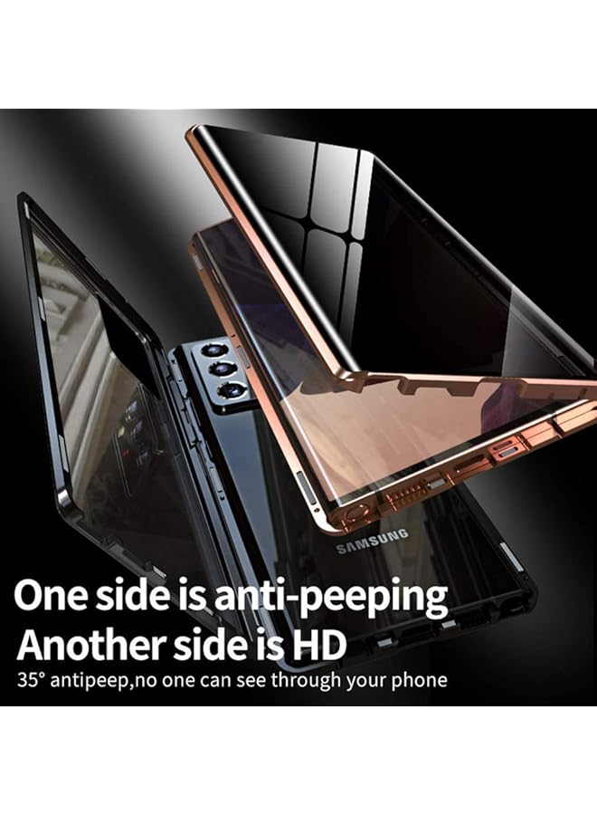 إيروريكس جراب مضاد للتجسس مع واقي شاشة للخصوصية لهاتف Galaxy S21 S21 Plus S21 Ultra 360 غطاء مغناطيسي كامل للجسم من الأمام والخلف مع زجاج مقوى ومصد معدني 2021 جراب Galaxy S21 فضي - Image 4