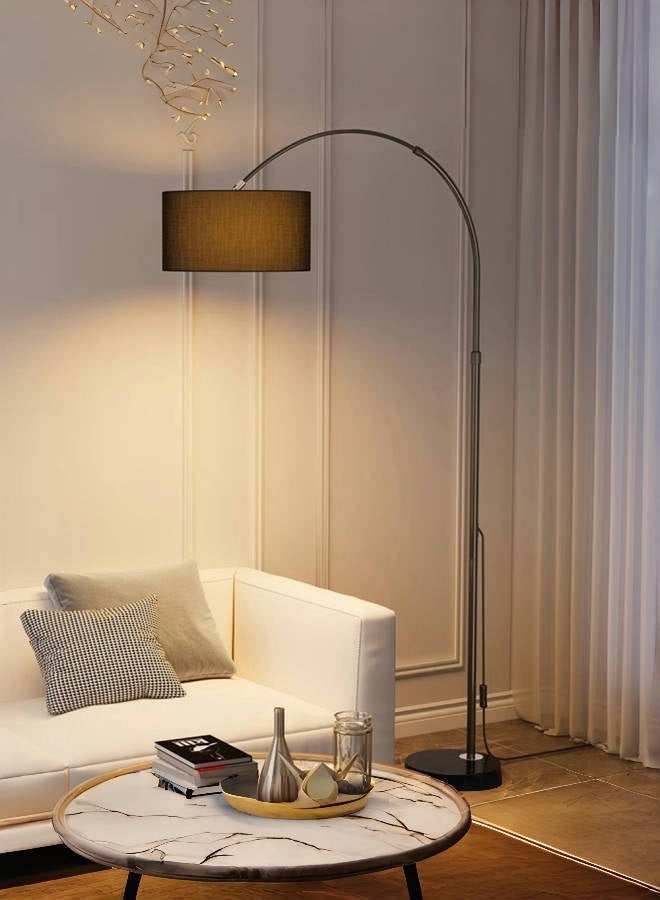 SHEIDLIN Modern Arc Floor Lamp with Remote Control, Dimmable 3 Color Temperatures, Linen Shade for Living Room Bedroom - Image 1