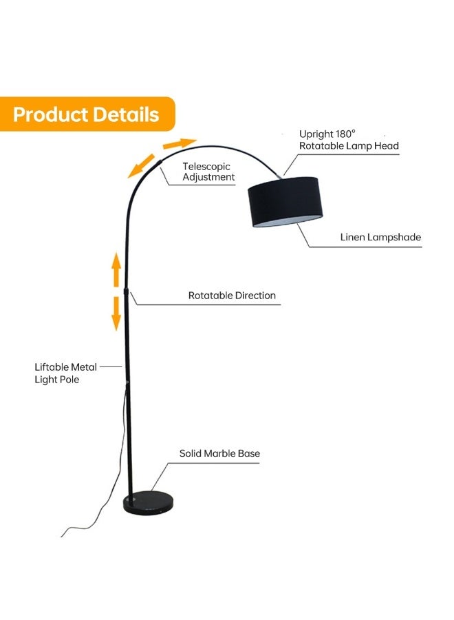 SHEIDLIN Modern Arc Floor Lamp with Remote Control, Dimmable 3 Color Temperatures, Linen Shade for Living Room Bedroom - Image 5