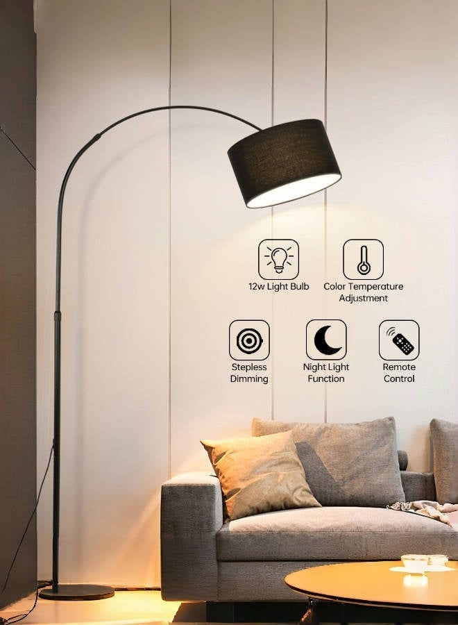 SHEIDLIN Modern Arc Floor Lamp with Remote Control, Dimmable 3 Color Temperatures, Linen Shade for Living Room Bedroom - Image 3