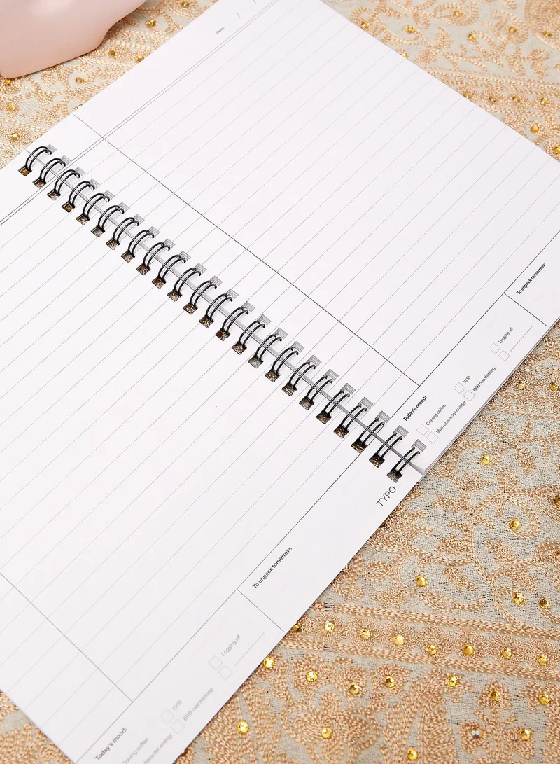 Typo White Printed Spiral Notebook Elastic
