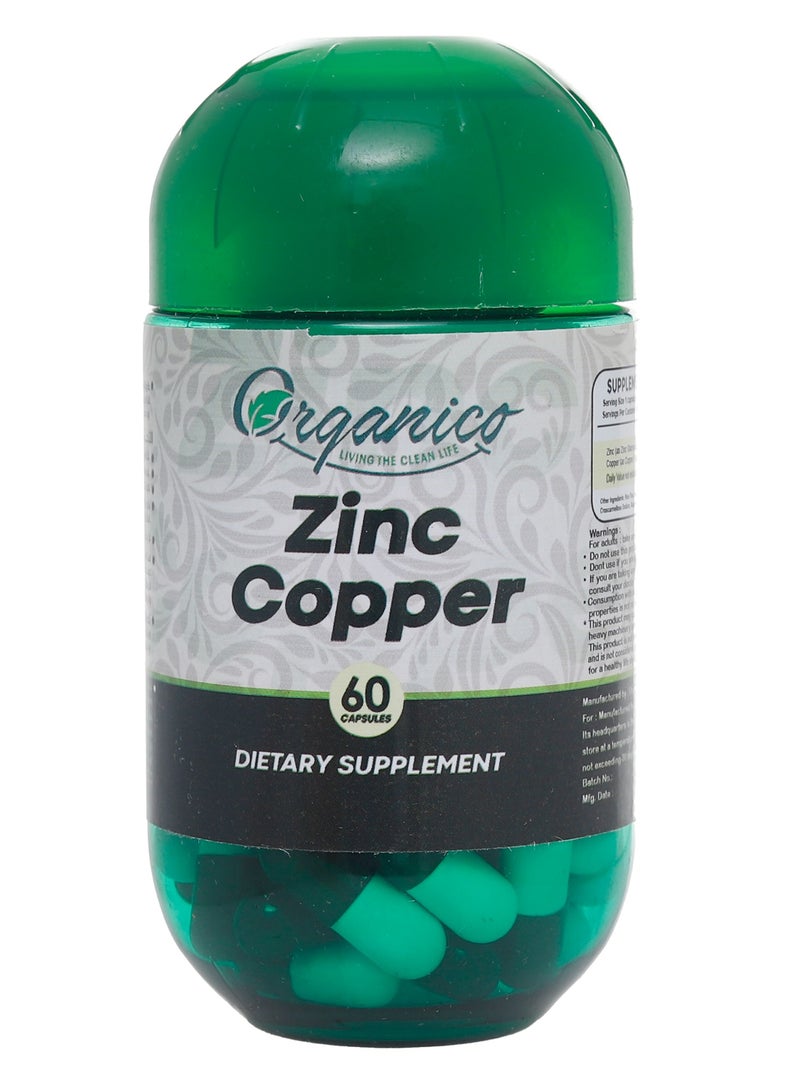 Organico 60 capsules zinc 50 mg & copper 2 mg - Image 1