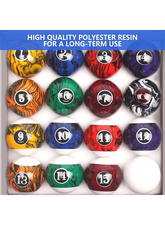 VSSAL Billiard Balls Set Pool Table Balls Marble-Swirl Style 16 Ball Set - Image 2