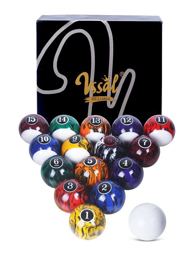 VSSAL Billiard Balls Set Pool Table Balls Marble-Swirl Style 16 Ball Set - Image 1