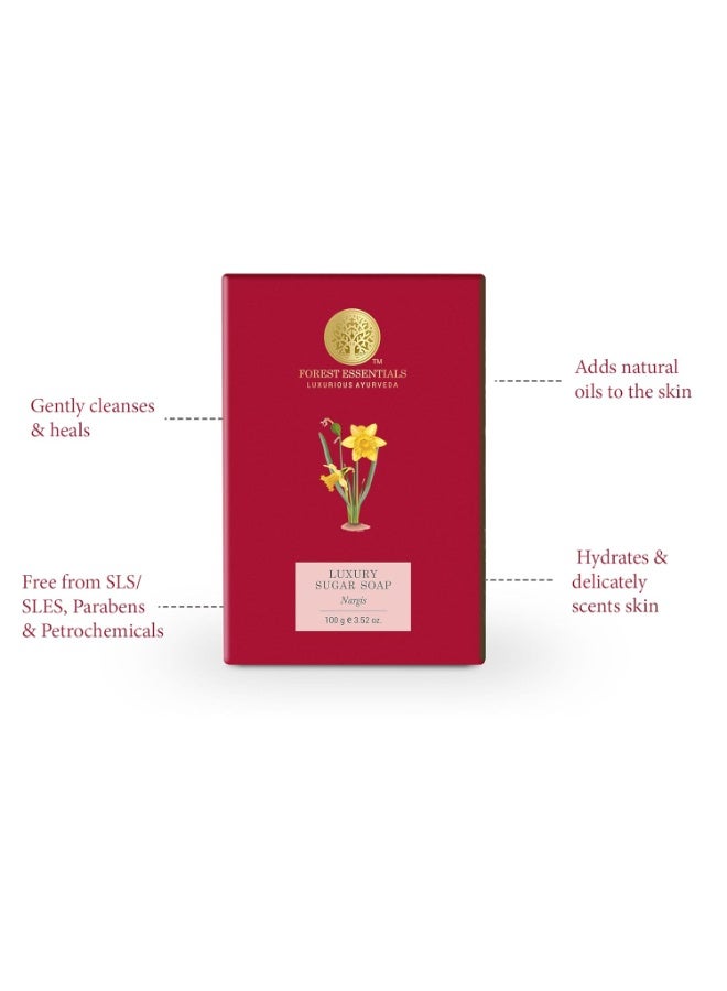 Forest Essentials Nargis Soap | Ayurvedic Scented Handmade Bath Soap | Gently Cleanses & Softens Skin | With Natural Oils & Raw Cane Sugar - Image 3