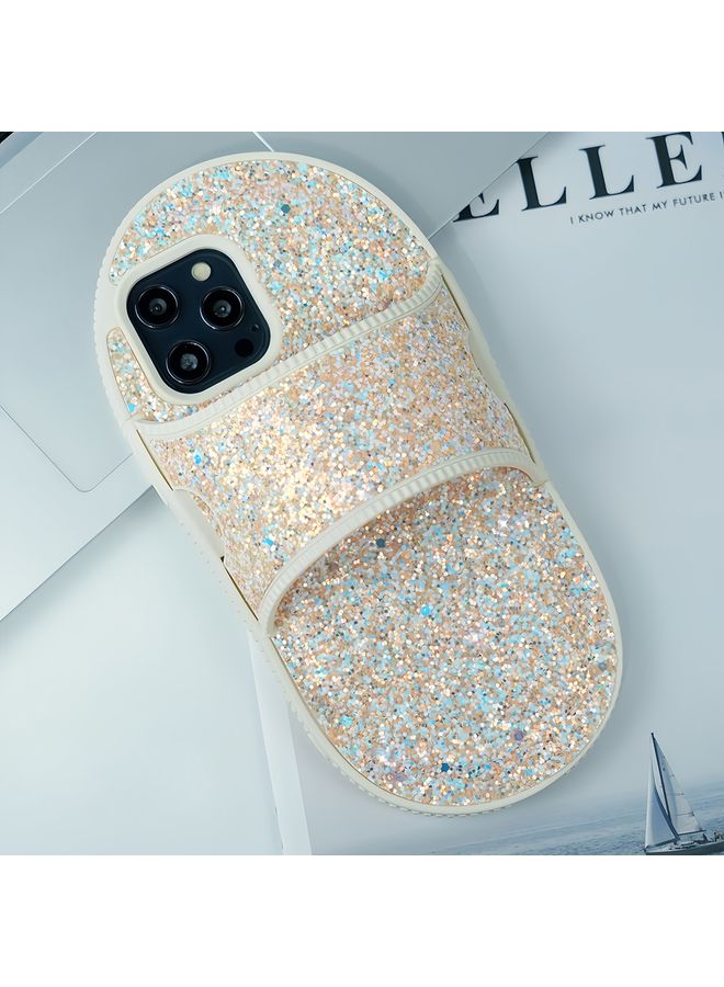 HuHa Case Cover For iPhone 13 Pro Max Creative Glitter Slipper Design TPU Shockproof Phone Case Gold