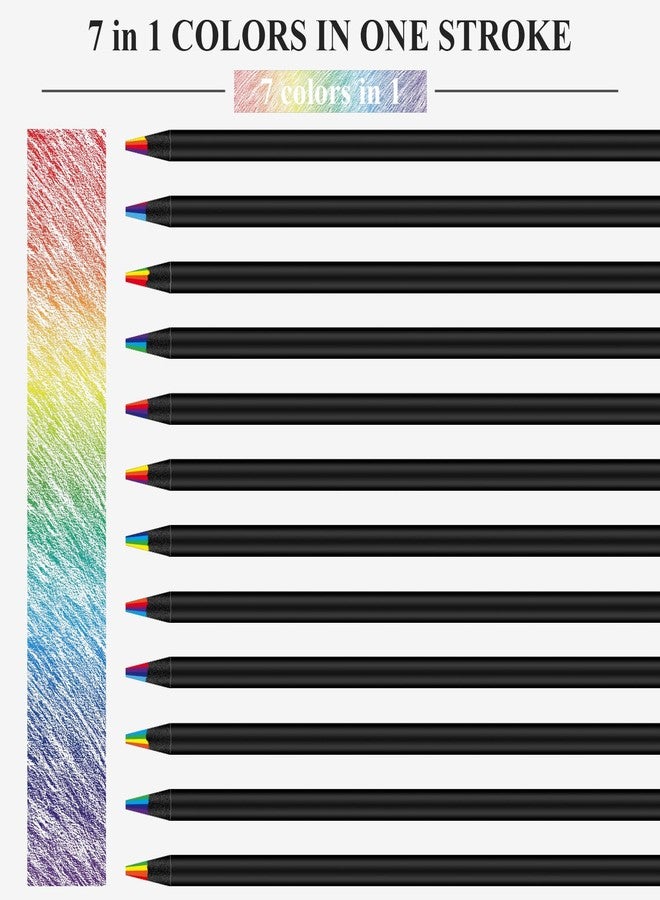 Aenir 7 Color in 1 Rainbow Pencils for Kids, 12 Pack Rainbow Colored Pencil for Adult Coloring, Multicolor Pencil for Valentine’s Day, Easter Gifts, Art Supplies for Kids & Teens - Image 2