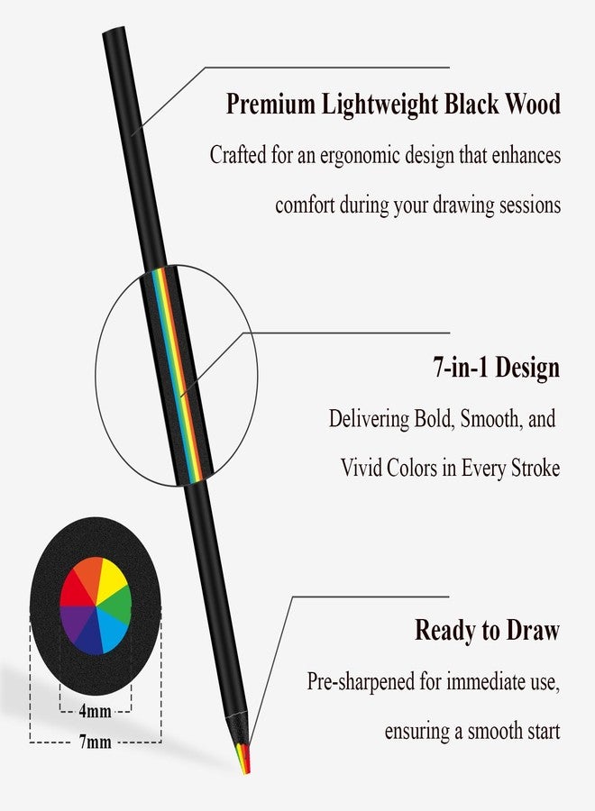 Aenir 7 Color in 1 Rainbow Pencils for Kids, 12 Pack Rainbow Colored Pencil for Adult Coloring, Multicolor Pencil for Valentine’s Day, Easter Gifts, Art Supplies for Kids & Teens - Image 3