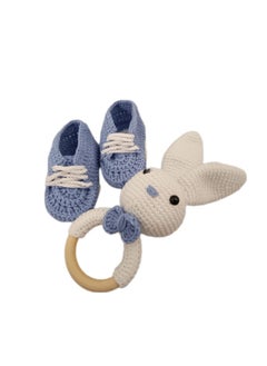 Pikkaboo Pikkaboo-Heavenly Hugs Mr. Rabbit Handmade Crochet Teether and Booties  - Image 5