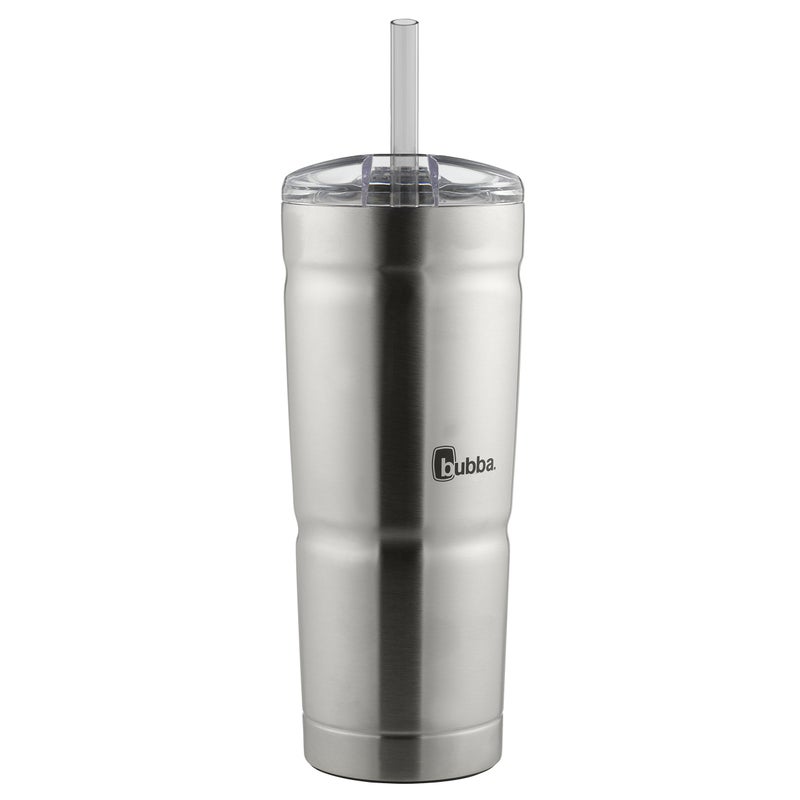 Bubba Brands Envy S Vacuum-Insulated Stainless Steel Tumbler  24oz with Lid and Straw  BPA-Free  Ideal for Iced Coffee or Water  Travel-Friendly  Steel/Clear - Image 1