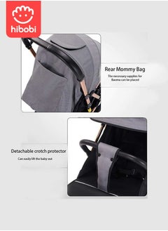 hibobi Two-Way Push High View Portable Folding Stroller Available for Boarding - Grey  - Image 2