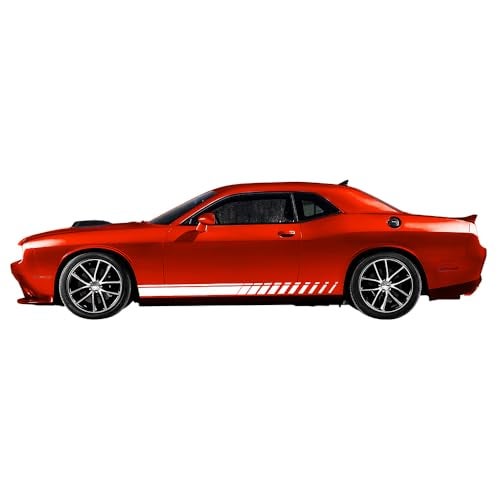 uuakarin Vinyl Car Side Skirt Decals Compatible for Dodge Challenger Side Body Car Decals Racing Stripes Sticker Stripe Graphics Car Body Side Door Decoration Racing Accessories (Sport, Gloss red) - Image 4