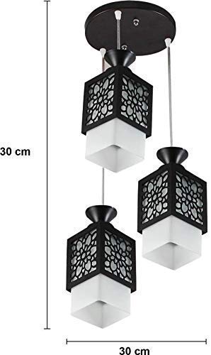 SINOMAN Board-Wood Laser Cut Flower Design Hanging Ceiling Pendant Light for Living Room/Bedroom/Kitchen/Over the Dining Table (Star 3LP, with Bulb) - Image 4