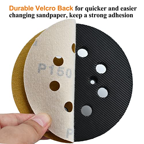 Aiyard 5-Inch 8-Hole Hook and Loop Sanding Discs 150-Grit Random Orbit Sandpaper, 100-Pack - Image 4